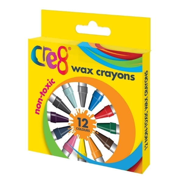 Cre8 Wax Crayons Pack of 12 Assorted Colours, 11.5 x 10 x 0.8cm, 66g, SKU P2125