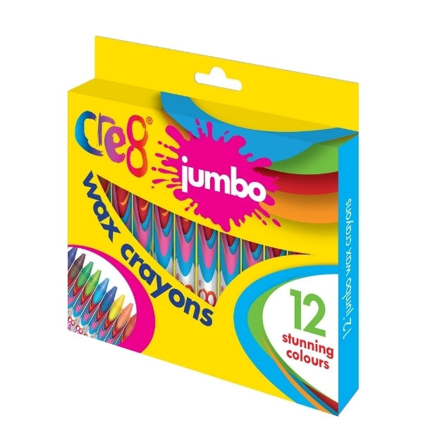 Cre8 Jumbo Wax Crayons Pack of 12 Assorted Colours P2126