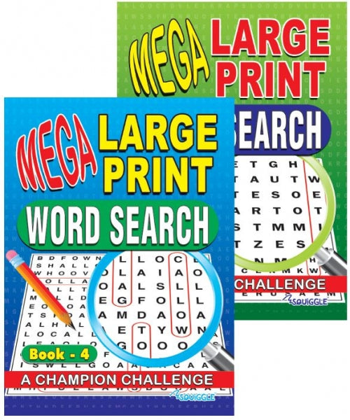 Mega Large Print Word Search Book 3 & 4 Assorted Designs P2174