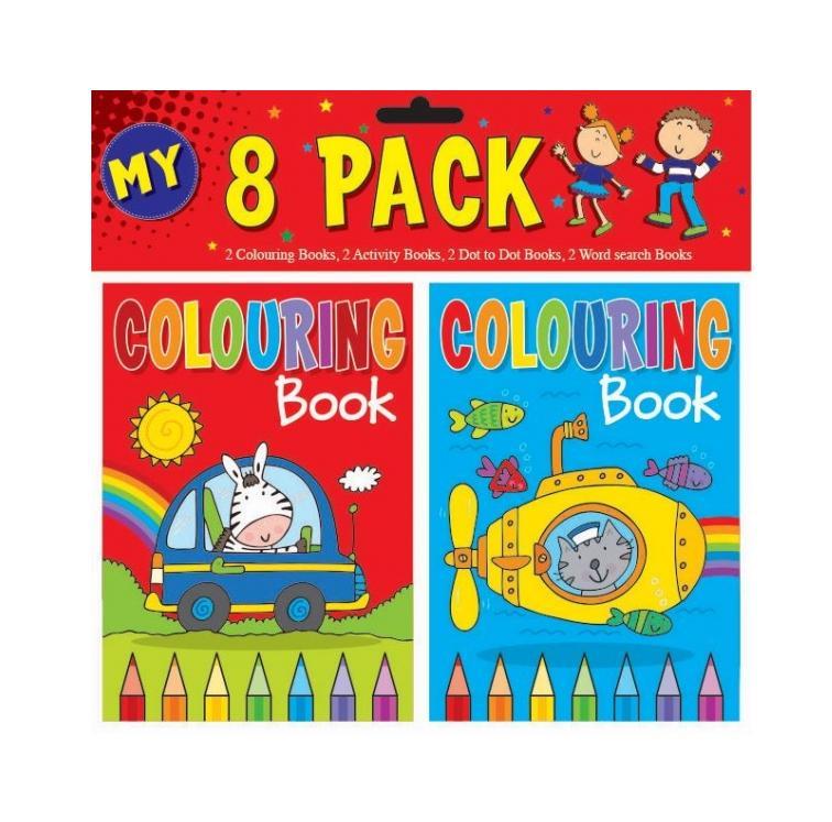 8 Pack Childrens Fun My Colouring Activities Girls/Boys Home Fun Books P2199