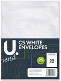 C5 White Envelopes Office Supplies Peel and Seal Envelopes 25 Pack P2211