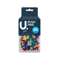Assorted Colour Push Pins Walls/ Board Pins Display Board Pins 80 Pack P2347