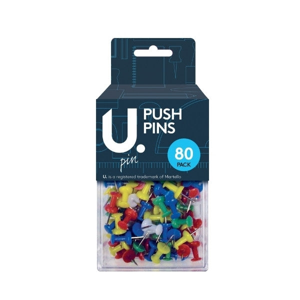 Assorted Colour Push Pins Walls/ Board Pins Display Board Pins 80 Pack P2347