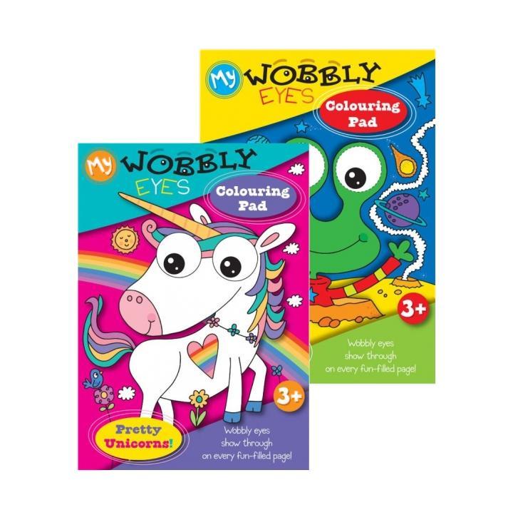Home Activity Colouring Book Pads Wobbly Eyes Unicorn / Aliens Designs P2585