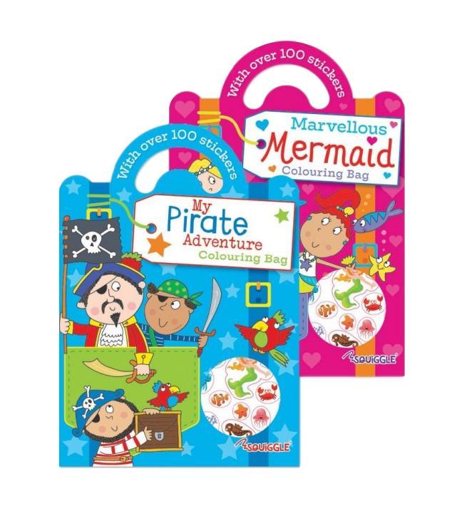 Colouring Sticker Bag Book Mermaid / Pirate Assorted Designs P2596 A