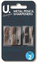 Metal Pencil Sharpeners Pack of 2 11.5 x 6.5 x 1.5cm P2675