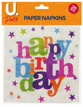 Disposable Paper Happy Birthday Party Napkins Pack of 15 P2708
