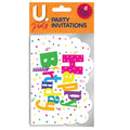 Paper Happy Birthday Party Invitations Pack of 6 P2765