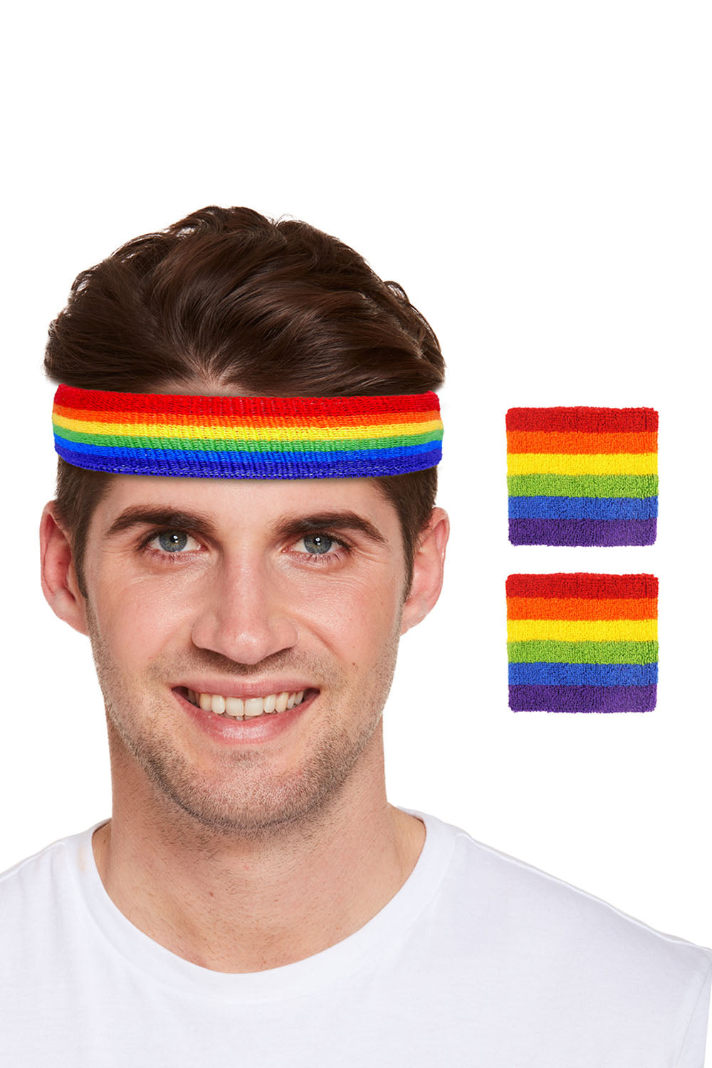 Rainbow Headband with Wristbands Set
