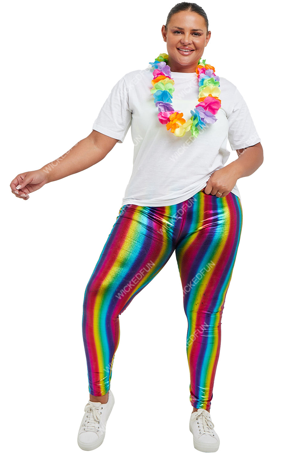 Wickedfun Adult Rainbow Shiny Metallic Leggings