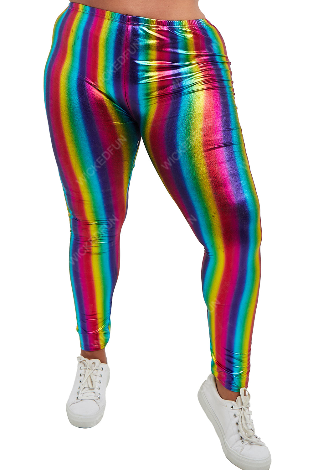 Wickedfun Adult Rainbow Shiny Metallic Leggings