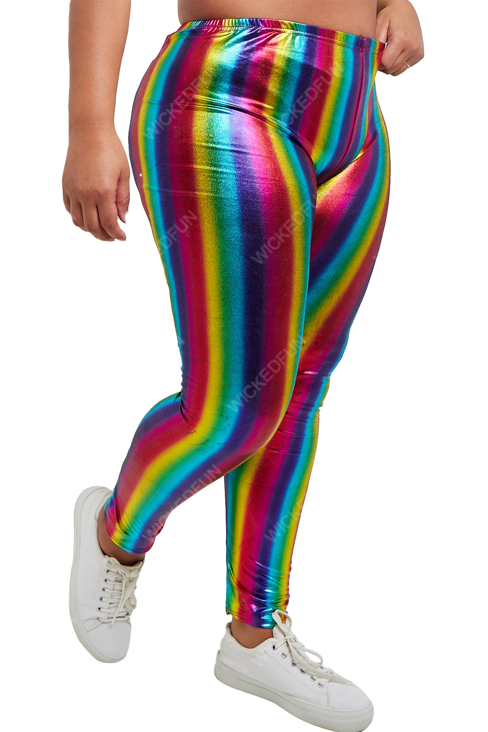 Wickedfun Adult Rainbow Shiny Metallic Leggings