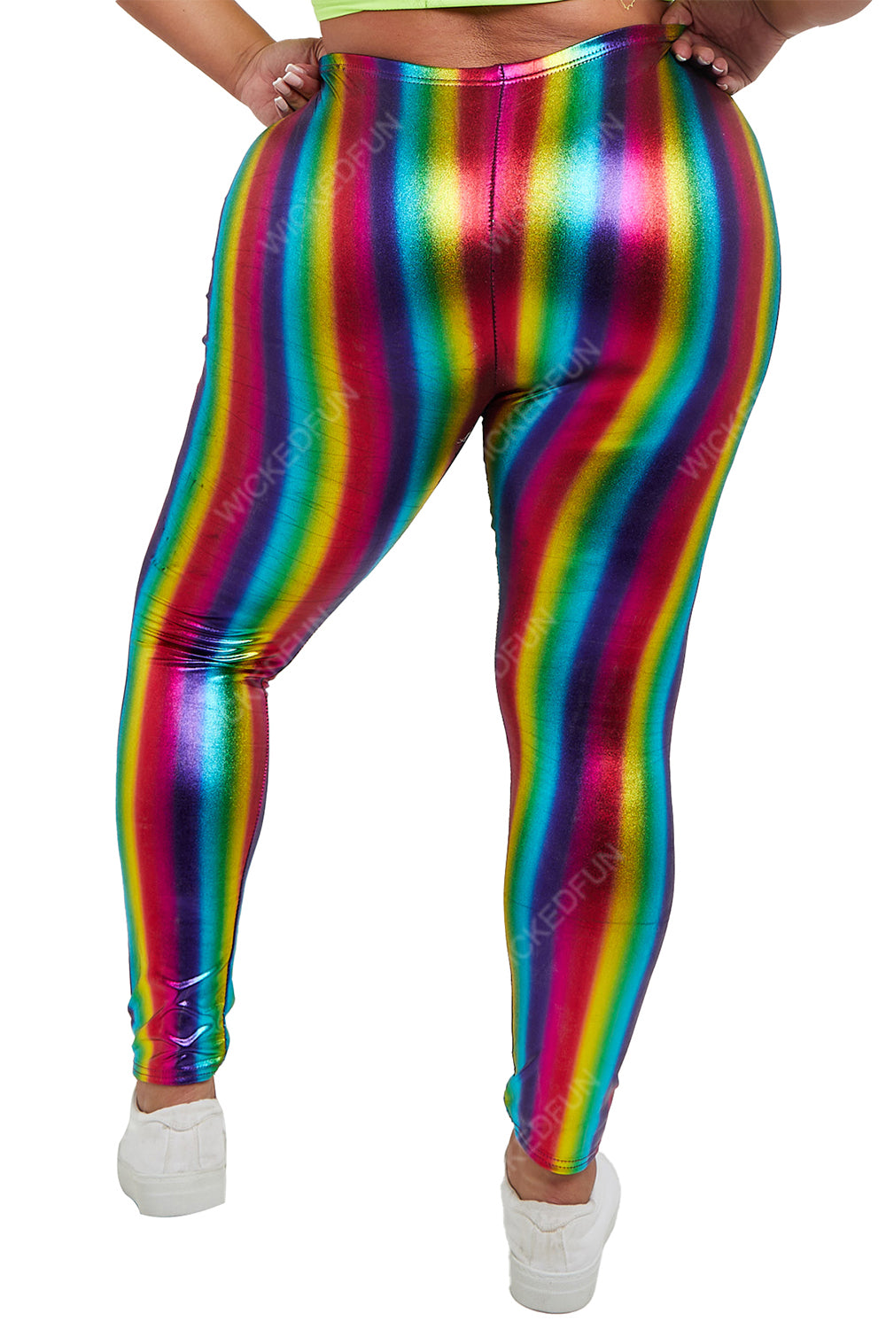 Wickedfun Adult Rainbow Shiny Metallic Leggings
