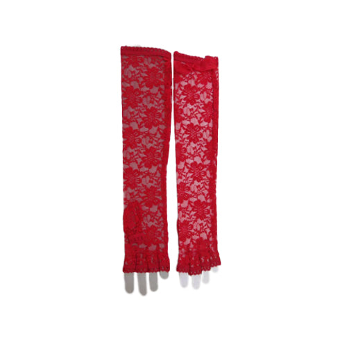 Wickedfun Fingerless Red Long Lace Gloves