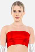 Crazy Chick Red Shiny Boob Tube