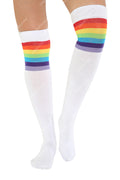 Referee White And Rainbow OTK Socks