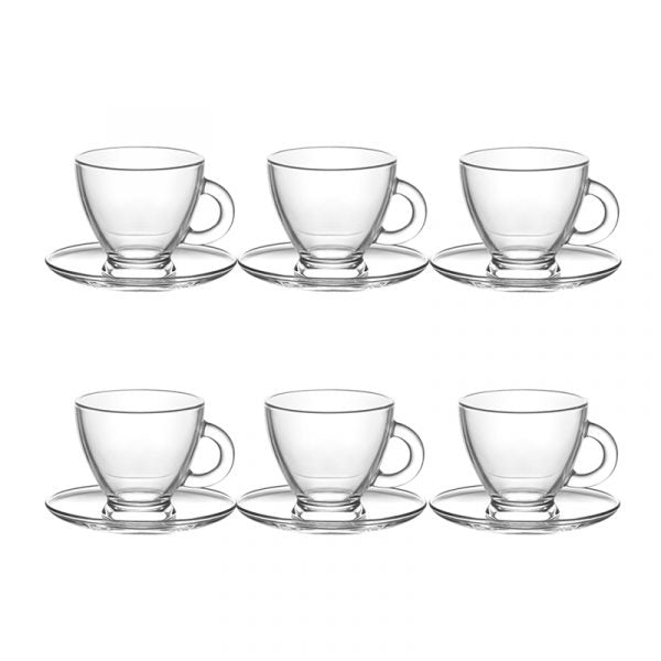 Roma Espresso Cup Glasses 95cc Set of 12 – 6 Cups & 6 Saucers, SKU ROMAS1/9195