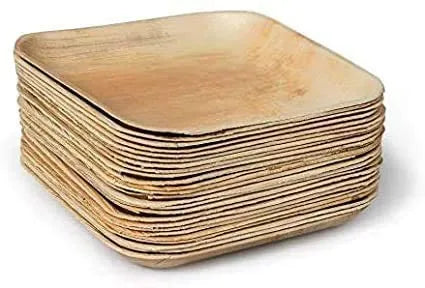 Biodegradable Disposable Square Areca Palm Leaf Plates 8" Pack of 25 EC0362