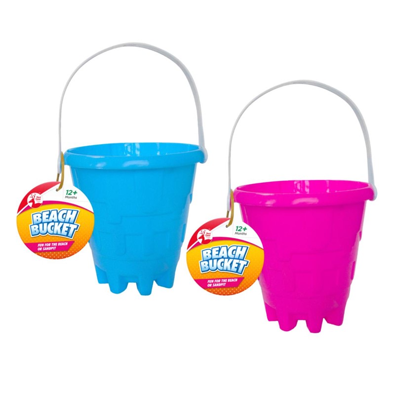 Children's Plastic Beach Sand Toy Sandcastle Bucket 15 x 15cm Assorted Colours 321395