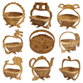 Collapsible Foldable Bamboo Fruit Basket Bowl Assorted Designs 6642