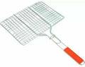 Metal Meat Fish Roasting BBQ Basket Grill with Wooden Handle 26 x 36 cm 6632 A
