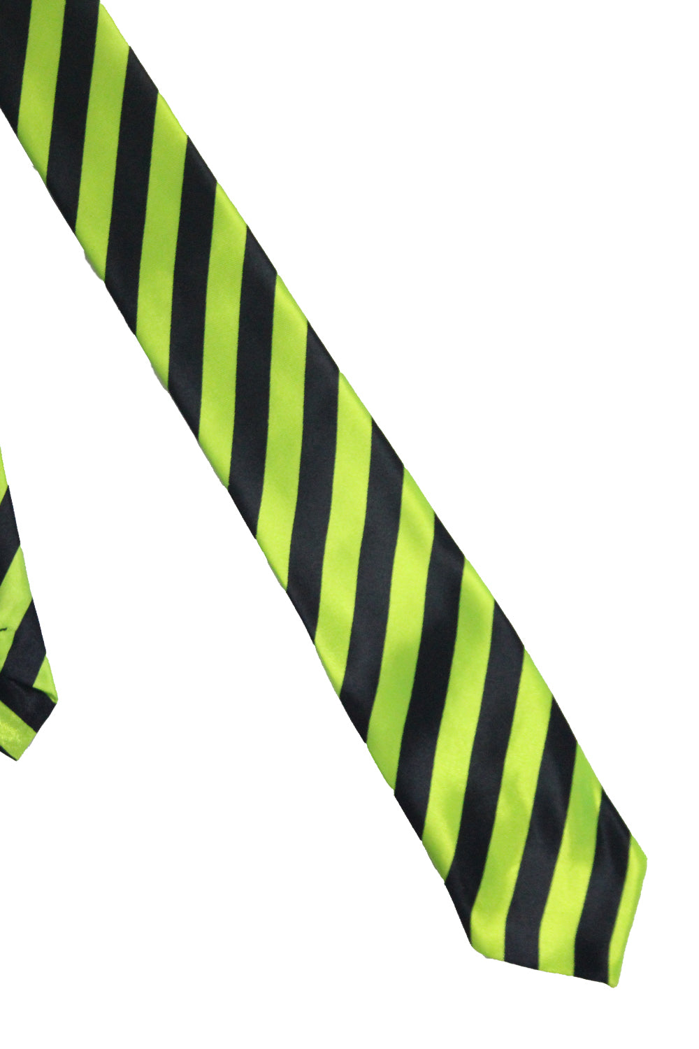 Satin Black Green Striped Neck Tie