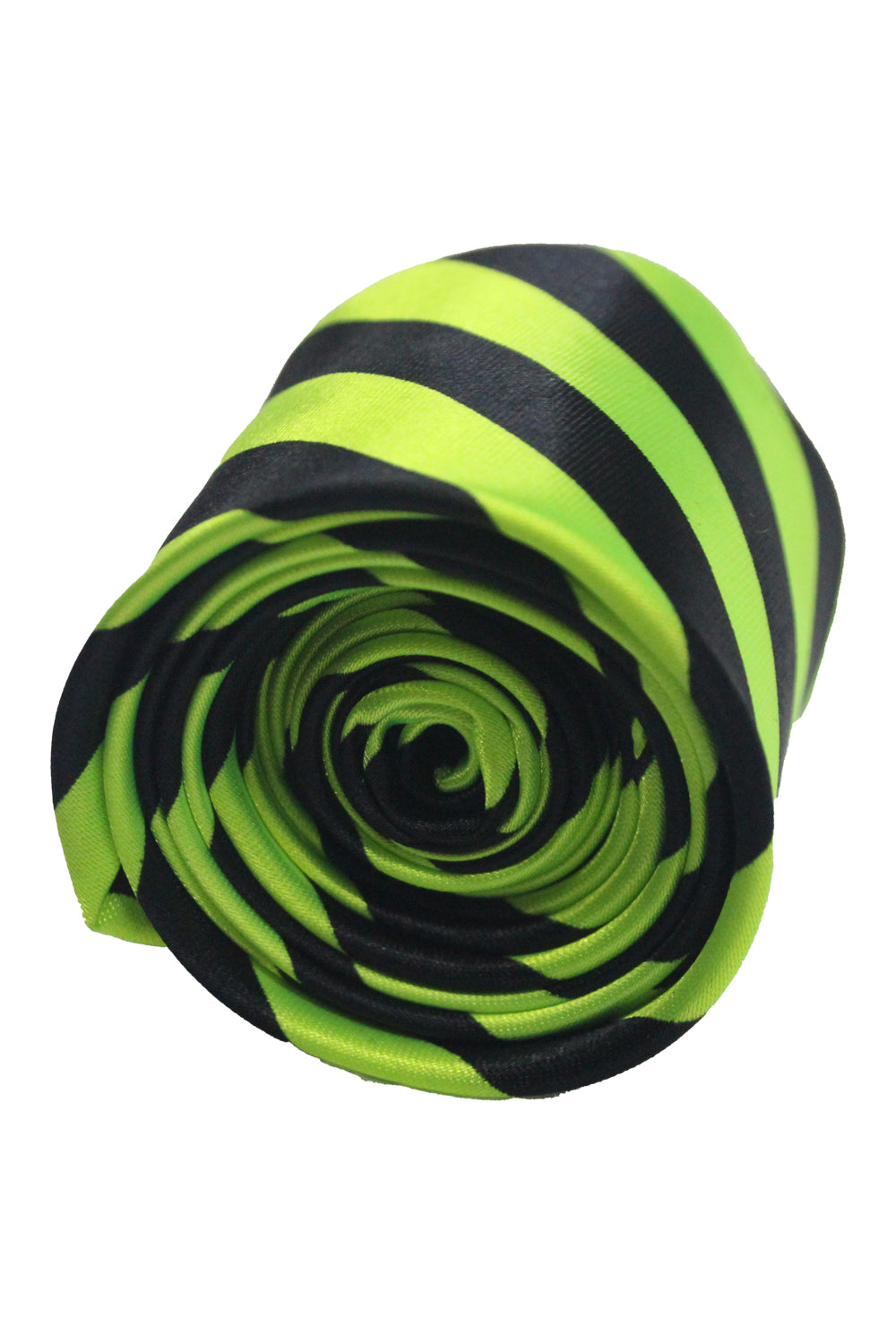 Satin Black Green Striped Neck Tie