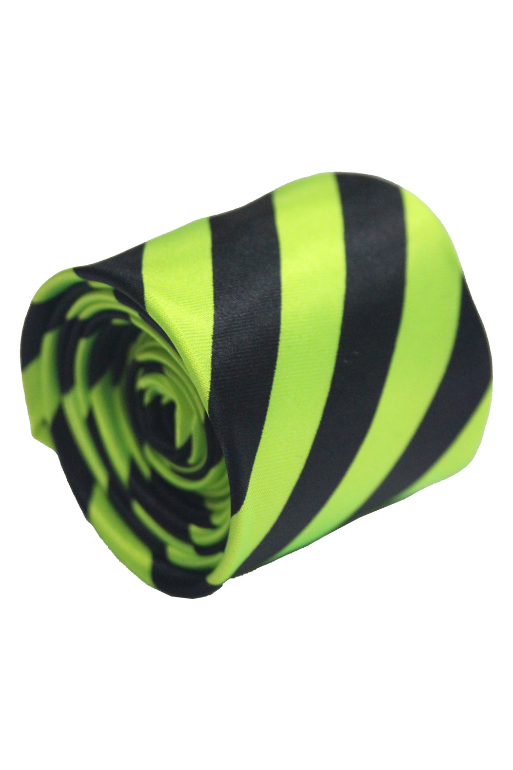 Satin Black Green Striped Neck Tie