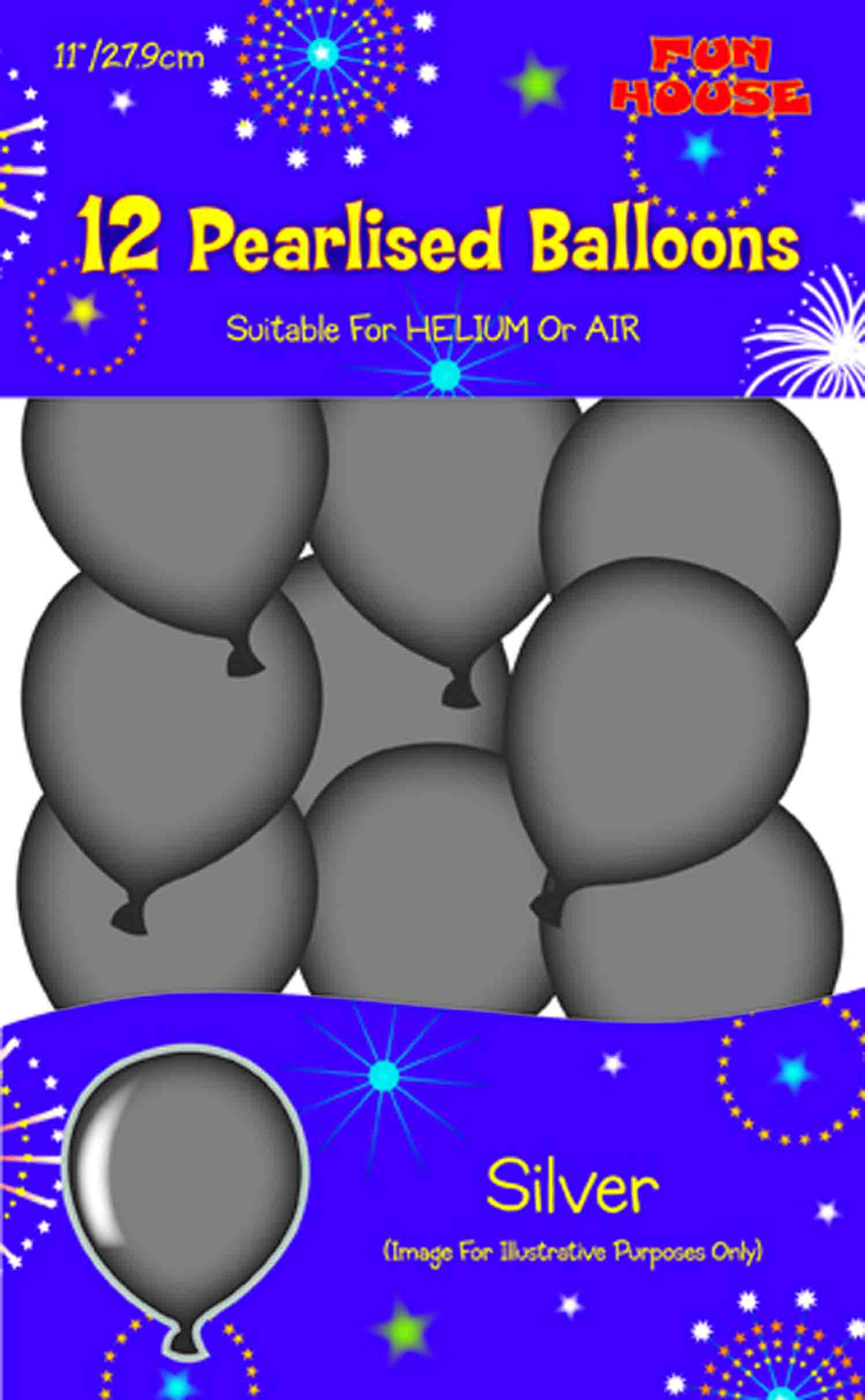Silver Pearlised Balloons (Pack of 12)