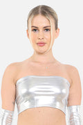 Crazy Chick Adult Silver Shiny Boob Tube