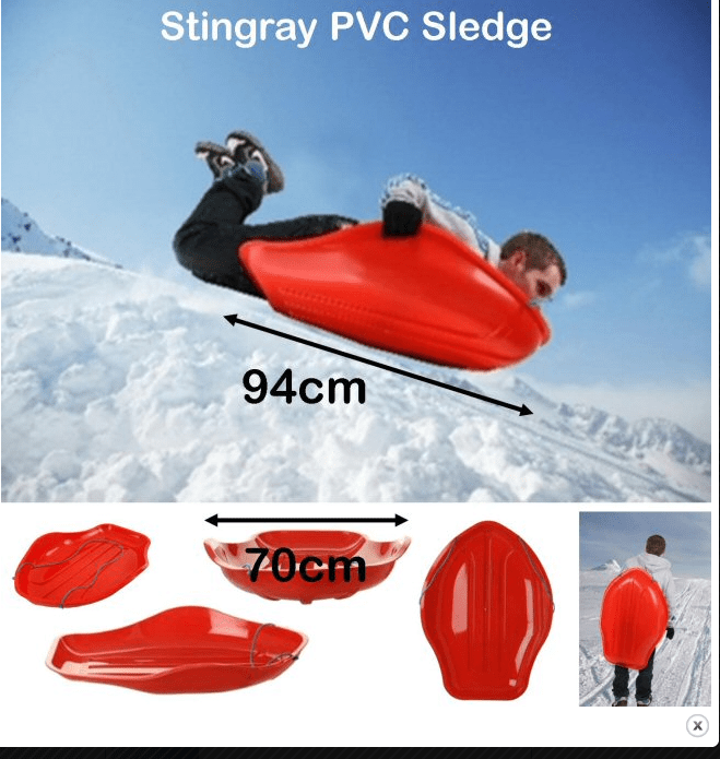Plastic PVC Stingray Snow Sledge Sleigh 94 x 70 cm Red S1R