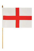 St George's Cross Hand Flag (45cm x 30cm) with Wooden Stick Pack of 12