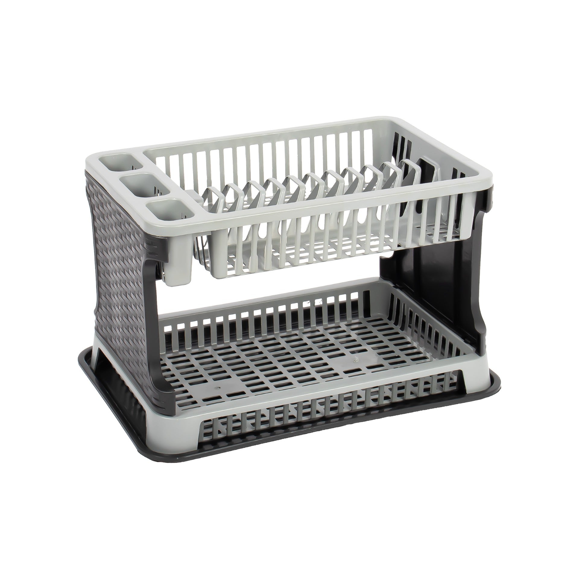 Tuffex 2 Tier Plastic Kitchen Rattan Dish Drainer 30 x 44 x 27 cm Assorted Colours 10163 / TP7071