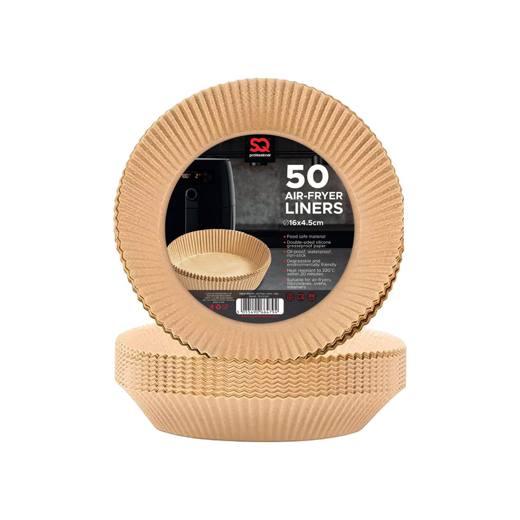 SQ Professional Kitchen Baking Brown Paper Air Fryer Liners Round 16 x 4.5 cm 50pcs 10610