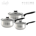 SQ Professional Lustro Stainless Steel Saucepan Set of 3 Black 10658