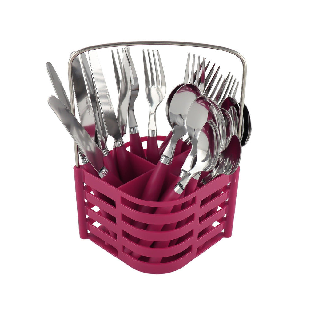SQ Durane Metal Cutlery Set of 24 Purple 10738 A