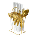SQ Durane Stainless Steel Cutlery Set of 25 Gold White 10741 A