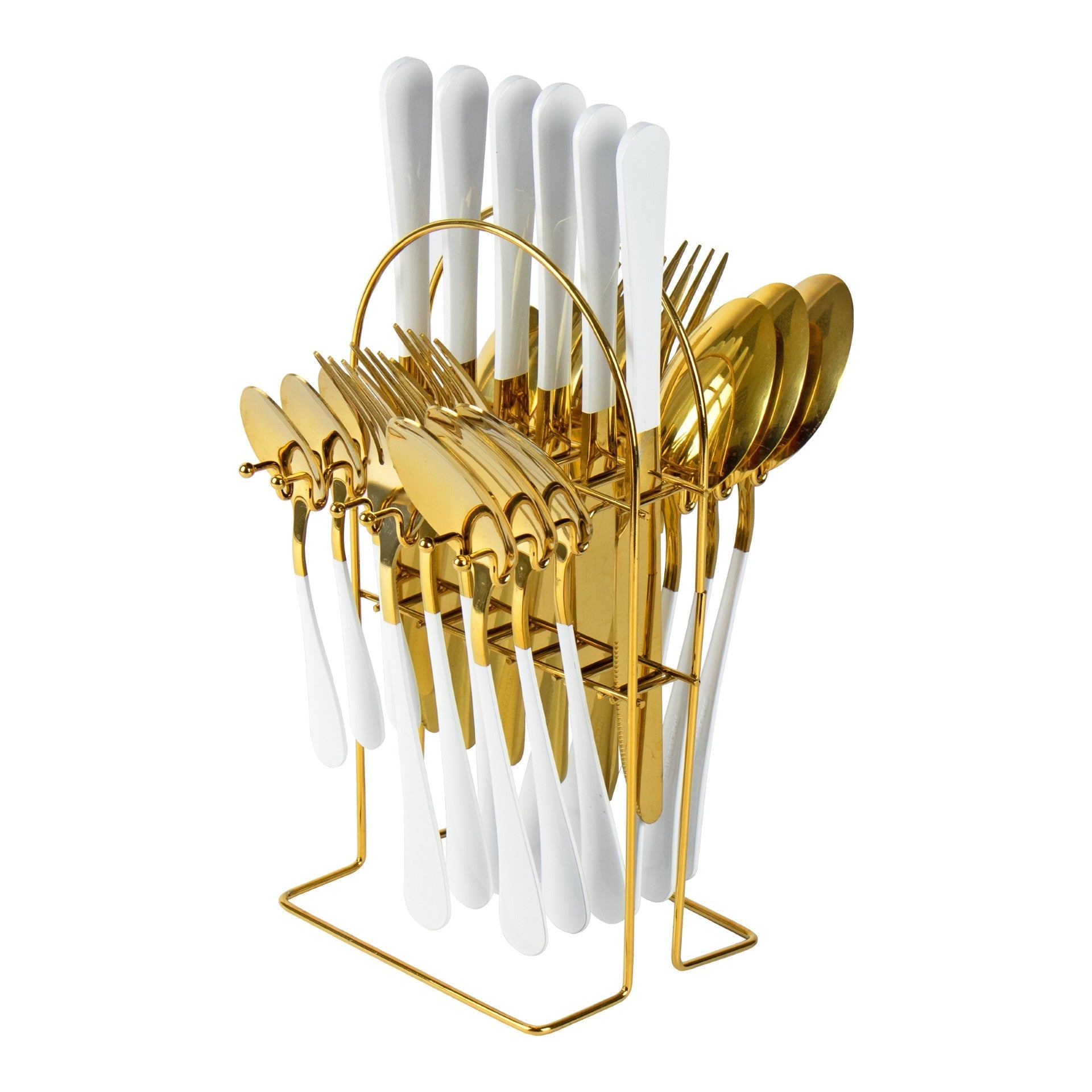 SQ Durane Stainless Steel Cutlery Set of 25 Gold White 10741 A
