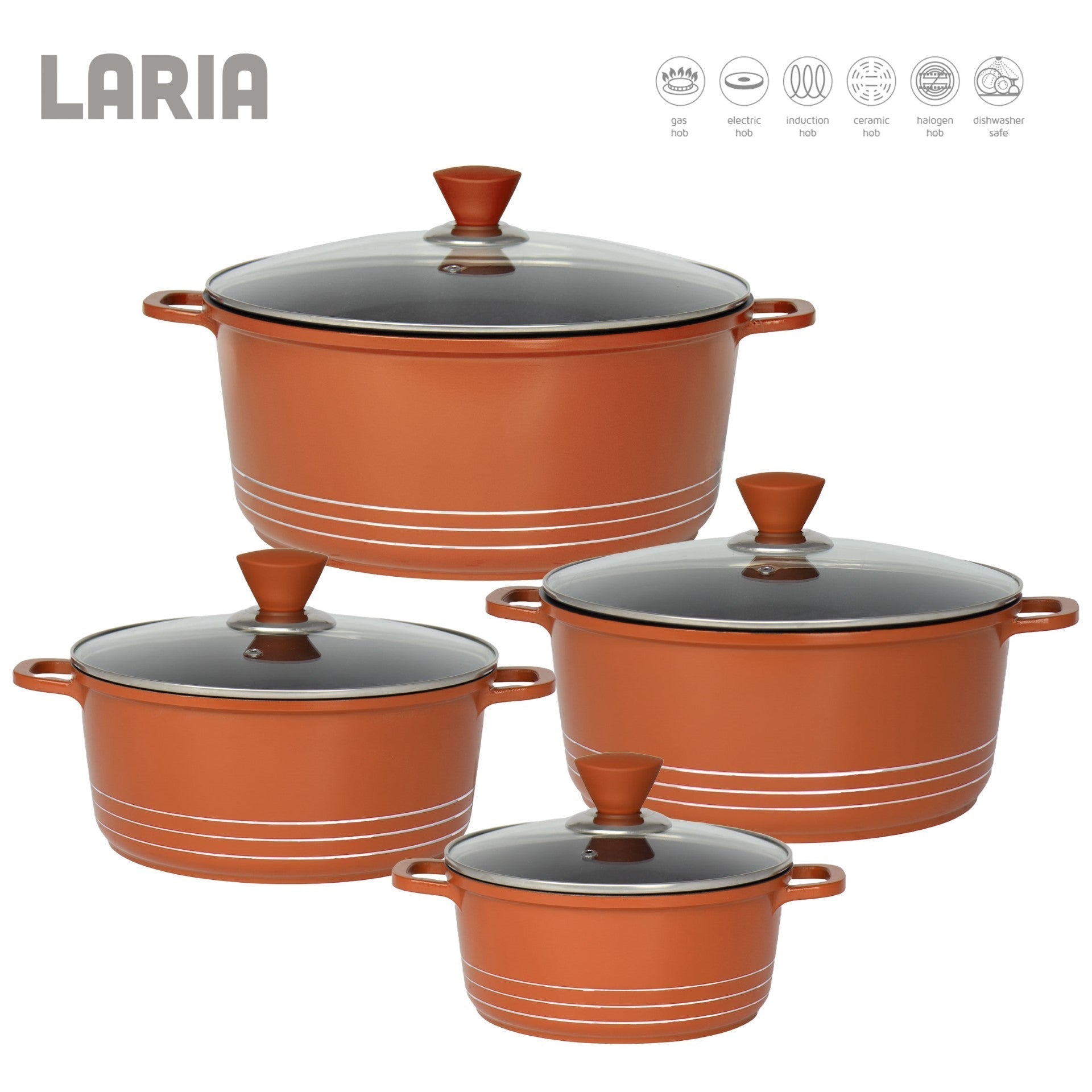 Laria Non Stick Die Cast Stockpot Pan Set 4pcs Copper 10879