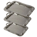 SQ Professional Durane Ornate Party Serving Tray Silver 5470XNN Set of 3 Oblong 10974