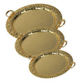 SQ Professional Durane Ornate Party Serving Tray Gold 51532FG Set of 3 Round 10976