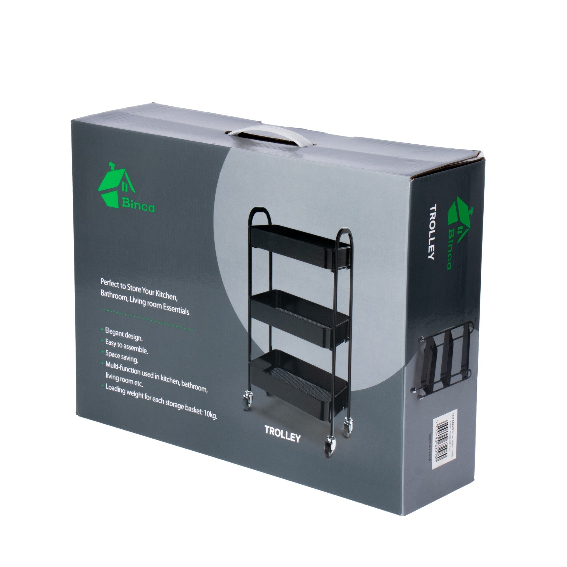 SQ Professional Durane Kitchen Trolley Storage Rack 3 Tier 41.5 x 30.5 x 77.2 cm White 11303