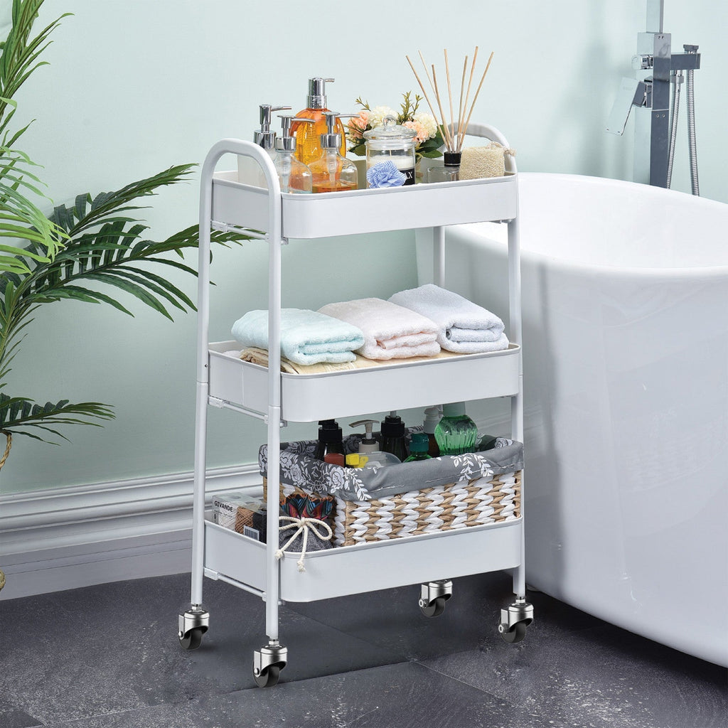 SQ Professional Durane Kitchen Trolley Storage Rack 3 Tier 41.5 x 30.5 x 77.2 cm White 11303