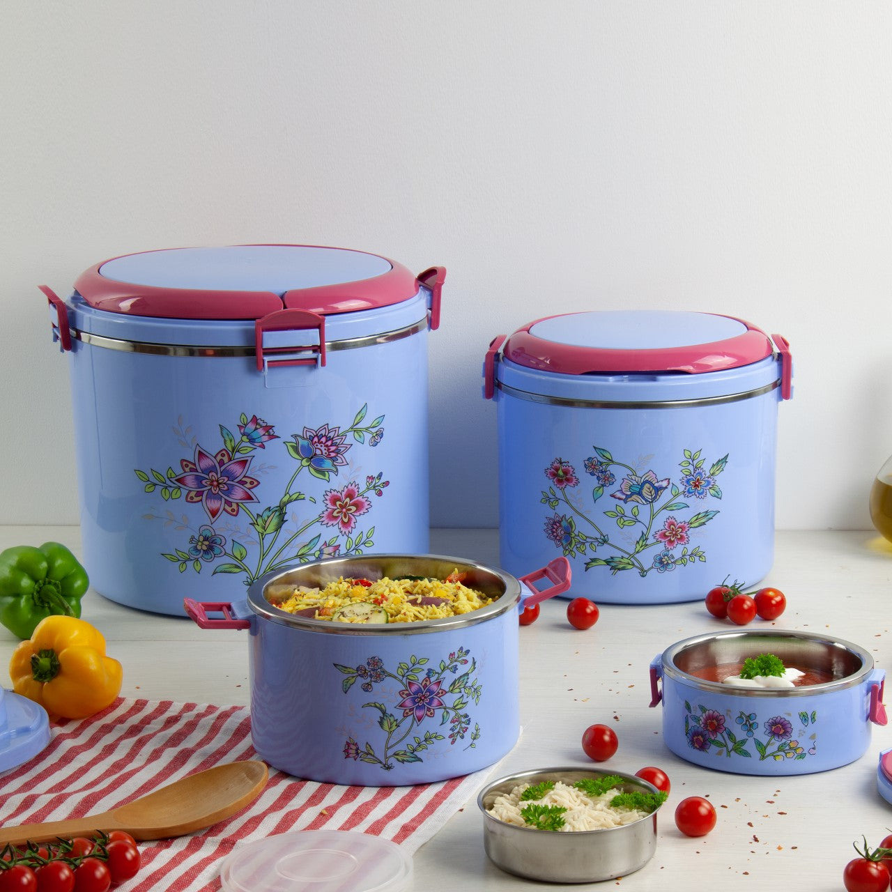 SQ Elite Elegance Insulated Hot Pot Set 5pc Blue 0.3-0.6-2.5-6-15L 2322