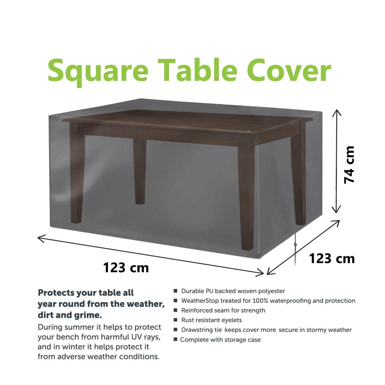 Garden Woven Table Cover 123 x 123 x 74cm 3251