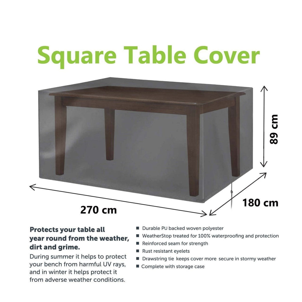 Woven Square Garden Table Cover 270 x 180 x 89cm 3299