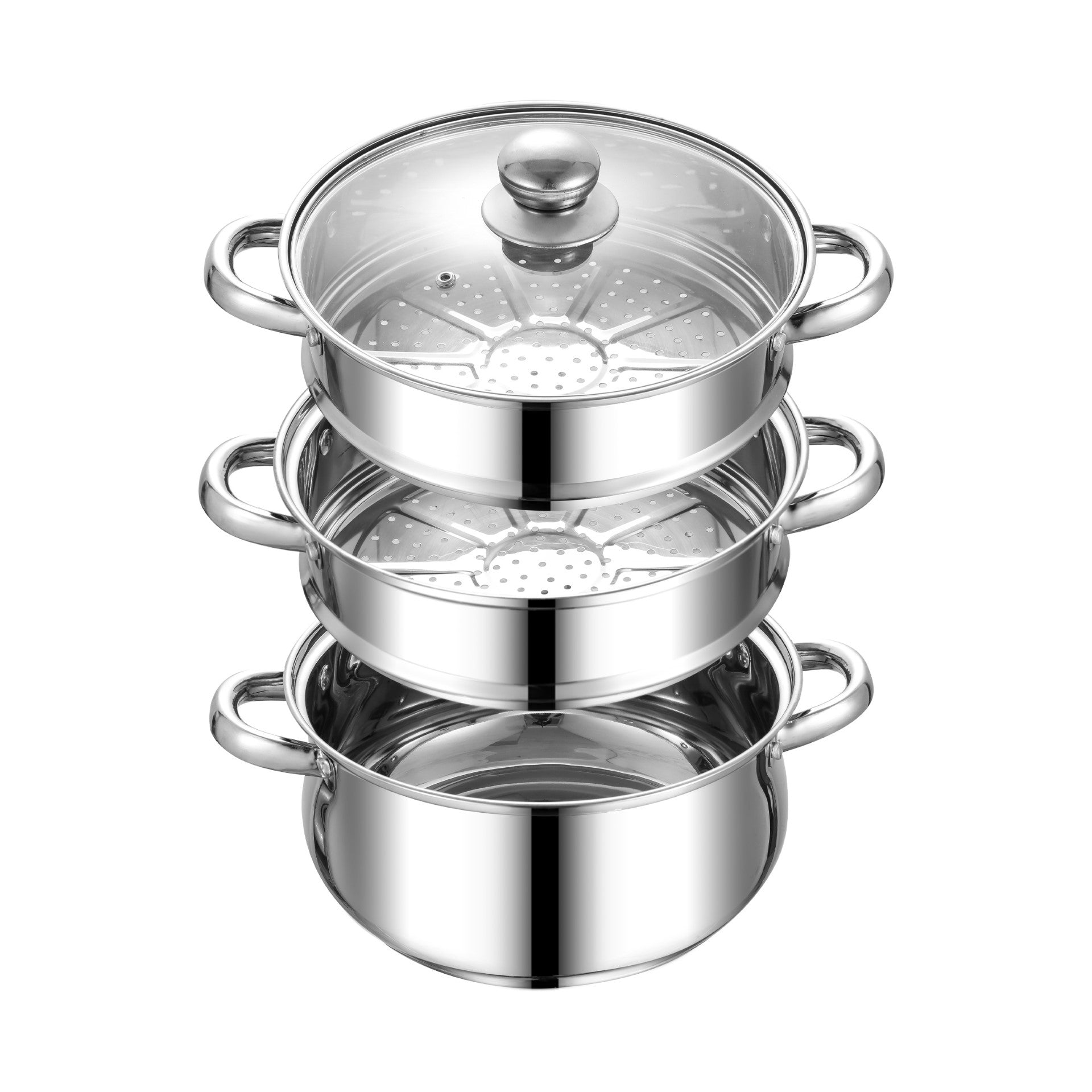 SQ Professional Lustro Stainless Steel Steamer 3 Tier 24 cm 4.5L 7494