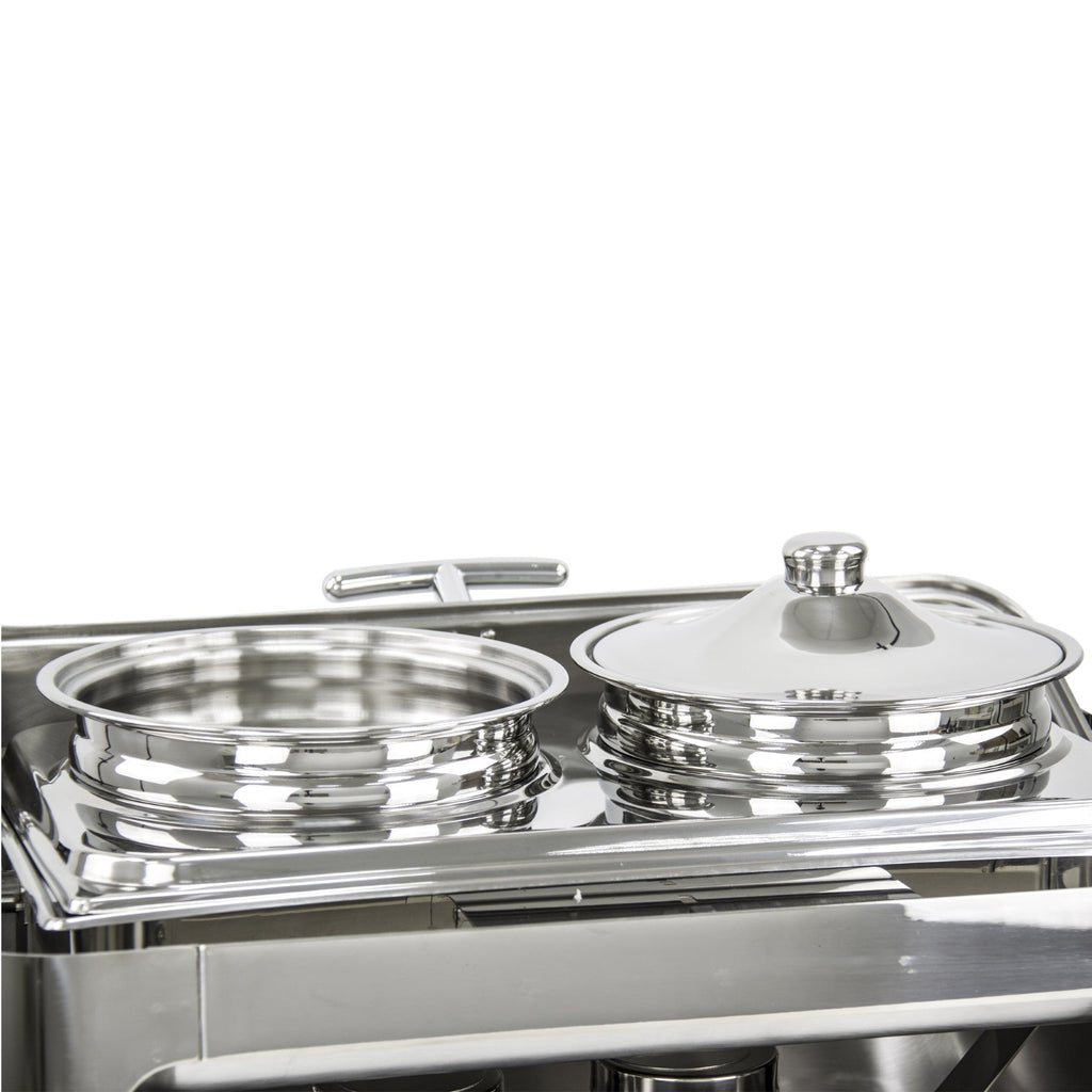 SQ Professional Banquet Chafing Dish with Roll Top and 2 Soup / Stew Pots Oblong Silver 2 x 4.5L 7924