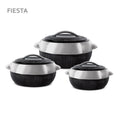 SQ Professional Fiesta Insulated Casserole Hot Pot Set of 3 Black-Silver 8936