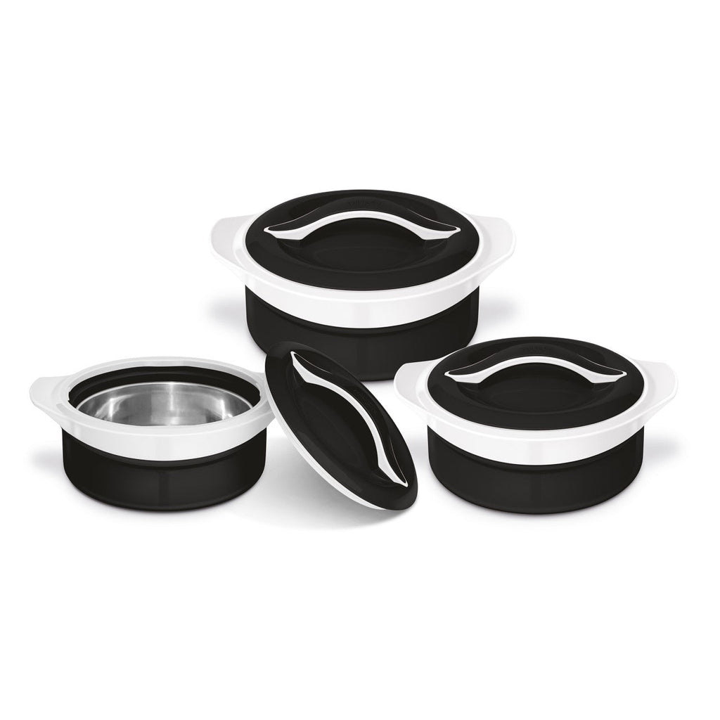 SQ Zenith Insulated Casserole Set 3pc Black-White 1L-1.5L-2.5L 9571